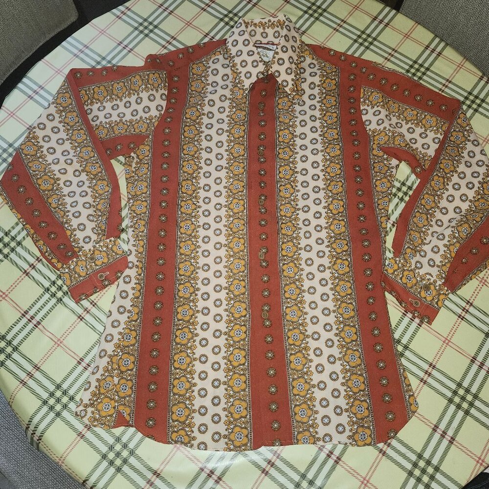 Men's Vintage Disco Shirt Spire California Size M Medium Button Down Floral